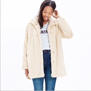 Madewell faux fur cream coat, sz L